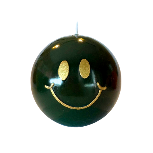 Smiley Kaars – 7,5 cm - Goud & Groen