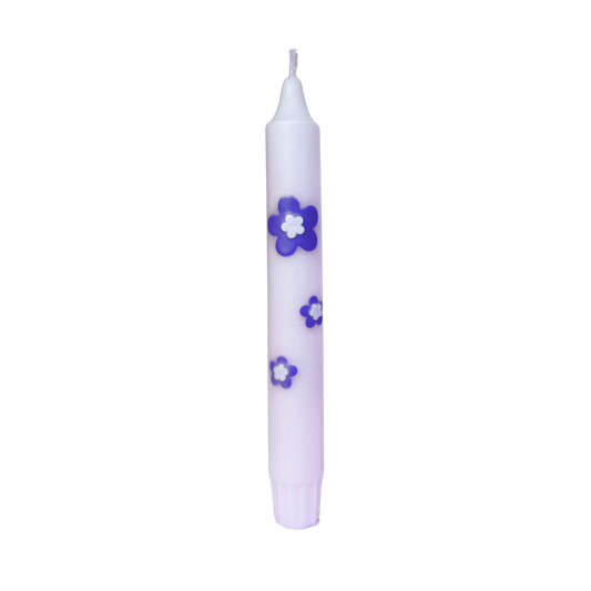 Retro Flower Lilac Dinner Candle - 1 piece