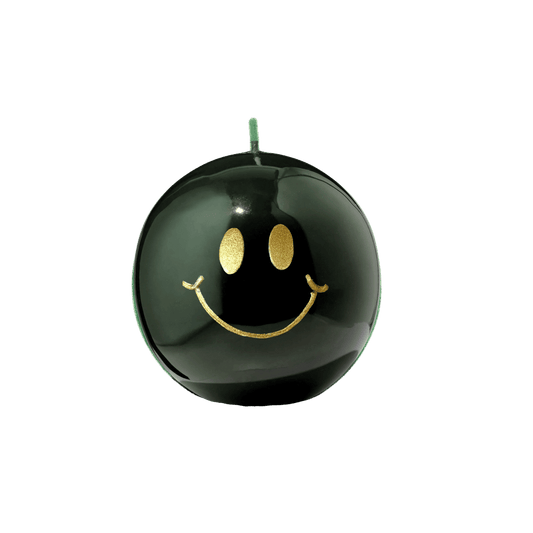 Smiley Kaars – 7,5 cm - Goud & Groen