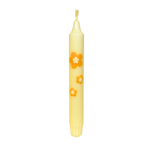 Dinner Candle Retro Flower Yellow - 1 piece