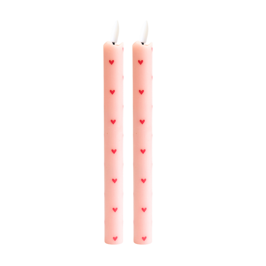 LED Pillar Kaarsen Hartjes Pink RC - Set van 2