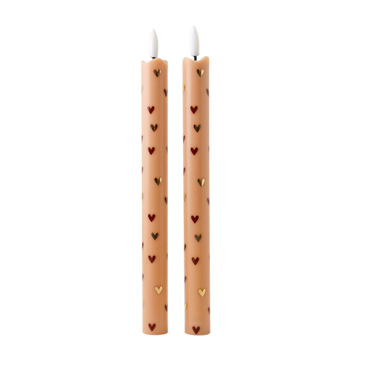 LED Pillar Kaars Hearts Sand - Set of 2