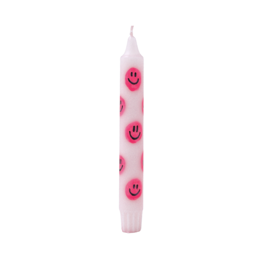 Dinner Candle Smiley Pink - 1 piece