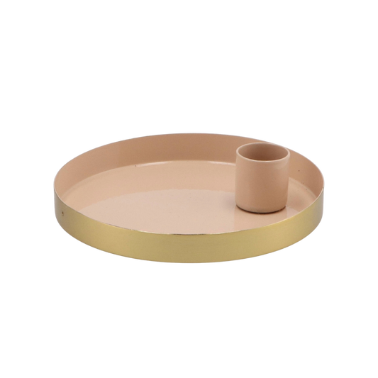 Candlestick Golden Circle - Beige