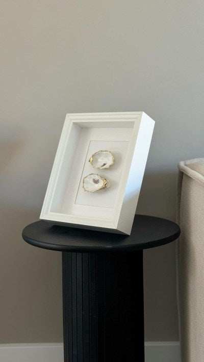 Gouden Oester in Lijst – Roomwit