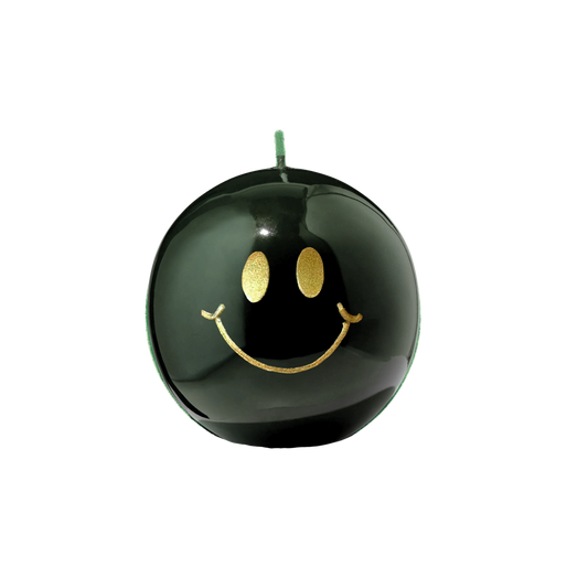 Smiley Candle – 7.5 cm - Gold & Green