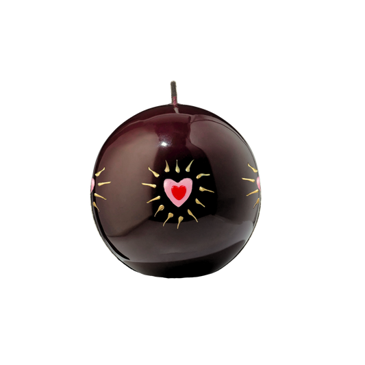 Ball Candle Hearts Brown – 7 cm