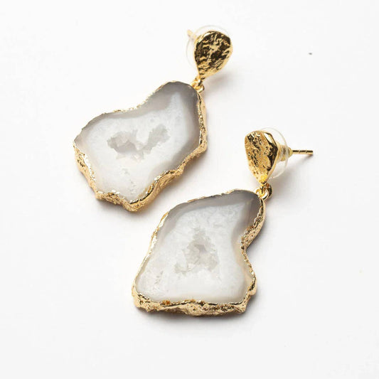 Geoda Witte Oorbellen