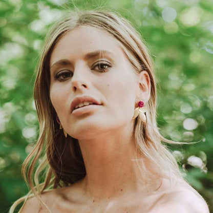 Red Linen Earrings