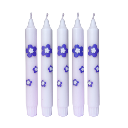 Retro Flower Lilac Dinner Candle - 1 piece