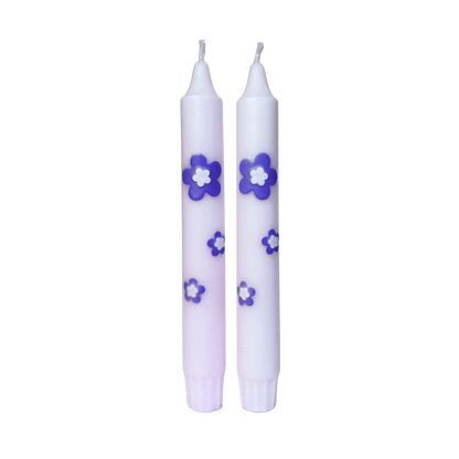 Retro Flower Lilac Dinner Candle - 1 piece