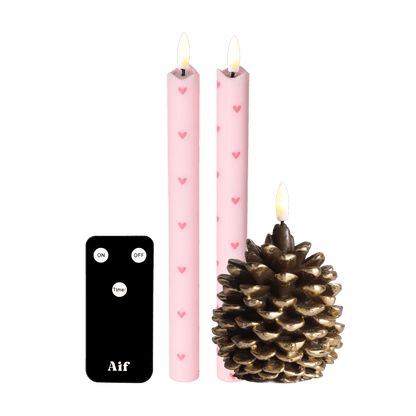 LED Candle Set – Hearts Pink RC