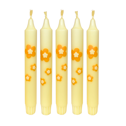 Dinner Candle Retro Flower Yellow - 1 piece