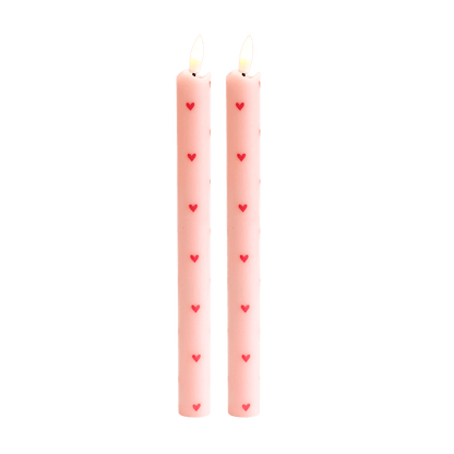 LED Wax Kaarsen Hartjes Pink RC – Set van 2