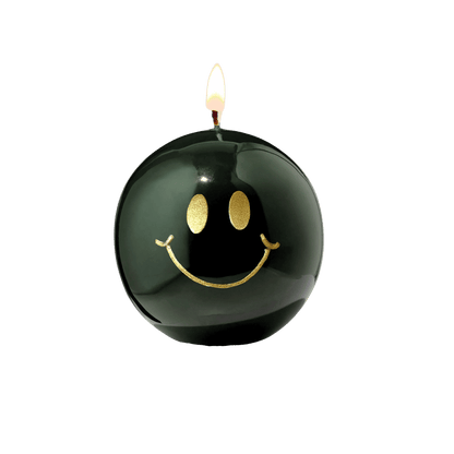 Smiley Kaars – 7,5 cm - Goud & Groen