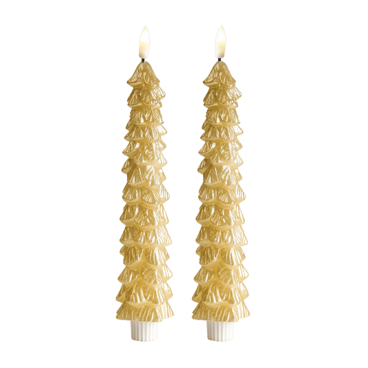 LED X-Mas Tree Candle Gold RC - Set of 2