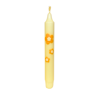 Dinner Candle Retro Flower Yellow - 1 piece