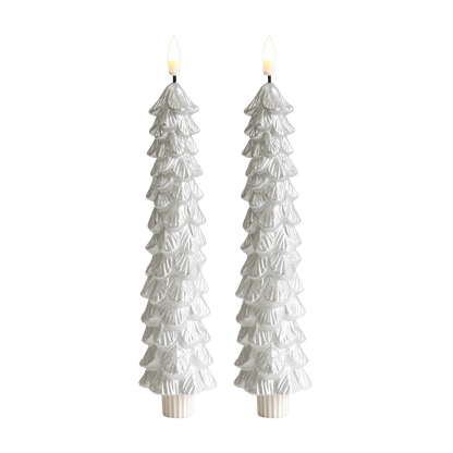 LED X-Mas Tree Candle Silver RC - Set of 2