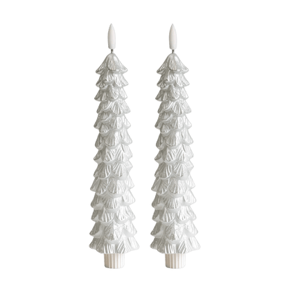 LED Christmas Tree Candle Silver RC - Set of 2