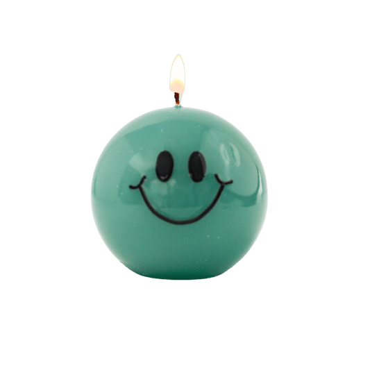 Smiley Kaars – 7,5 cm - Zeegroen