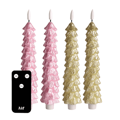 LED Candle Set X-MAS Pink & Gold RC