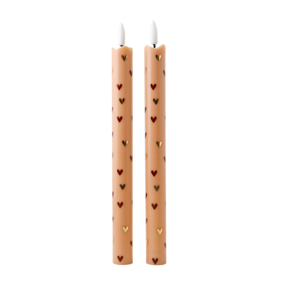 LED-Stumpenkerze Hearts Sand – 2er-Set