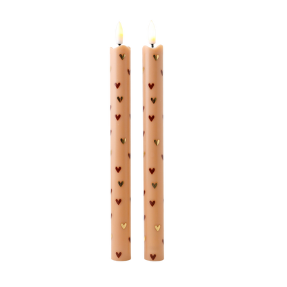 LED-Stumpenkerze Hearts Sand – 2er-Set
