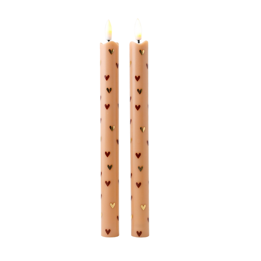 LED Pillar Kaars Hearts Sand - Set of 2