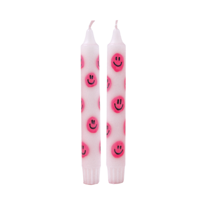 Dinner Candle Smiley Pink - 1 piece