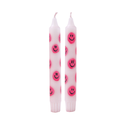 Dinner Candle Smiley Pink - 1 piece