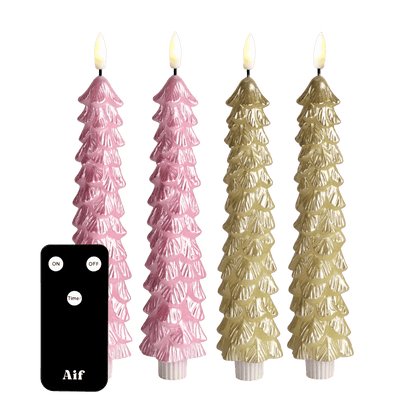 LED Candle Set X-MAS Pink & Gold RC