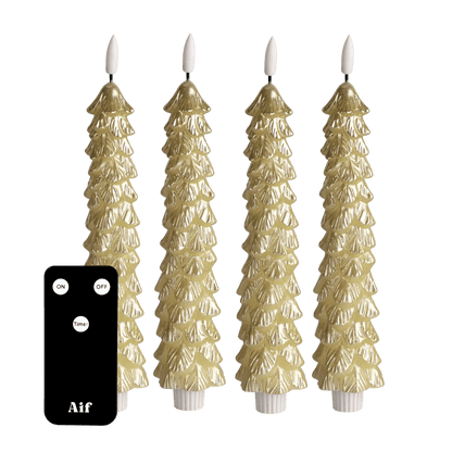 LED Candle Set X-MAS Gold RC