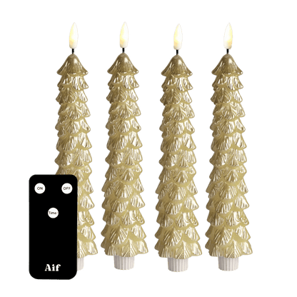 LED Candle Set X-MAS Gold RC