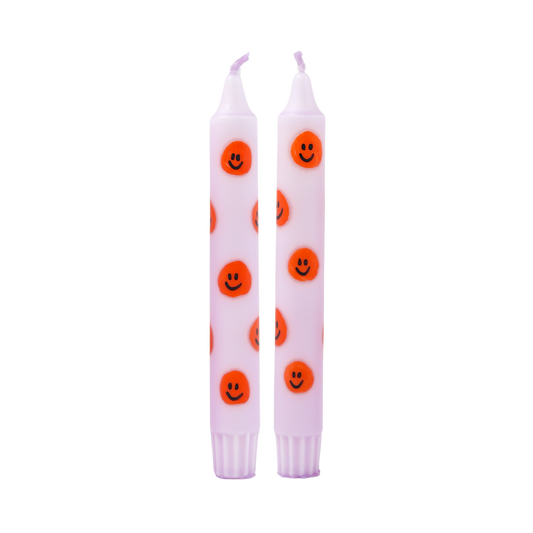 Diner Kaars Smiley Orange -  1 stuks