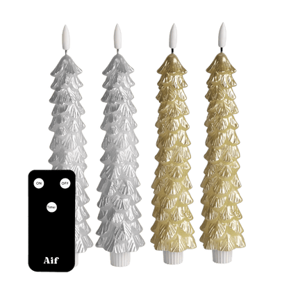 LED Candle Set X-MAS Silver & Gold RC