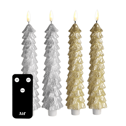 LED Candle Set X-MAS Silver & Gold RC