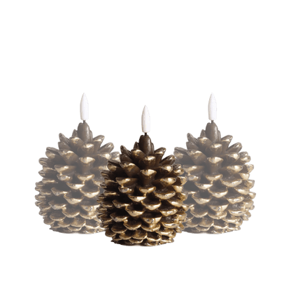 LED Pine Cone Candle Set - Set of 3 RC