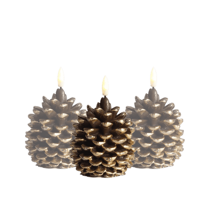 LED Pine Cone Candle Set - Set of 3 RC
