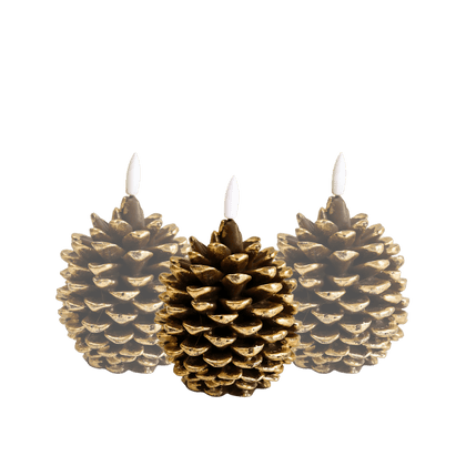 LED Pinecone Candle Set RC - Set of 3