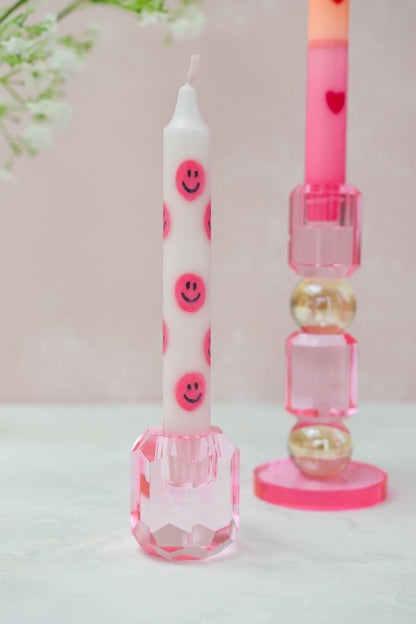 Dinner Candle Smiley Pink - 1 piece