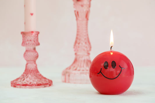 Smiley Kaars – 7,5 cm - Rood