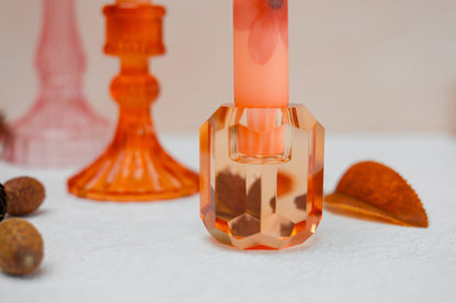 Candle Holder Crystal Orange