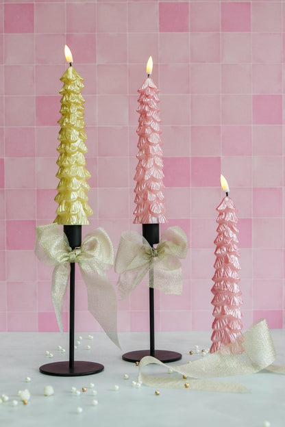 LED Candle Set X-MAS Pink & Gold RC