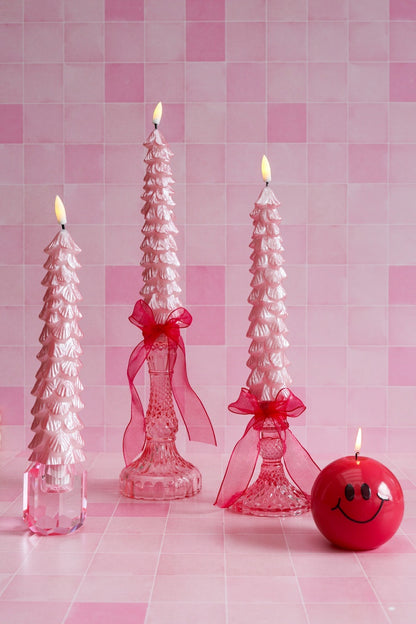 LED Weihnachtsbaumkerze Rosa RC - 2er-Set (Edition 2025)
