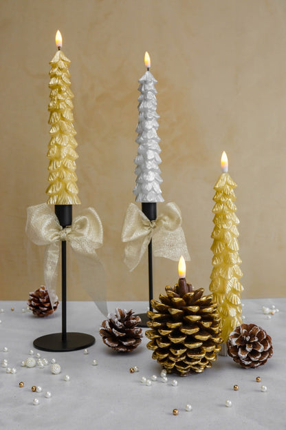 LED Candle Set X-MAS Silver & Gold RC