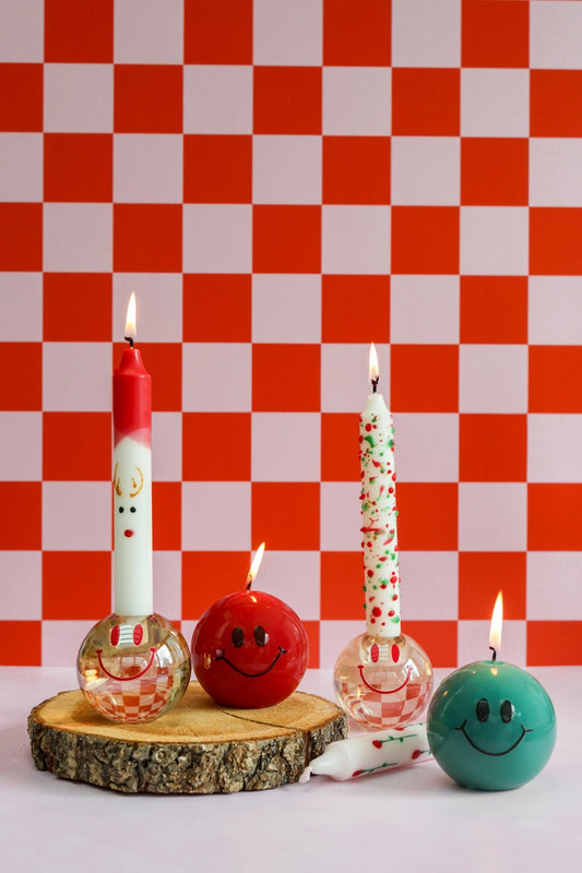 Smiley Kaars – 7,5 cm - Zeegroen