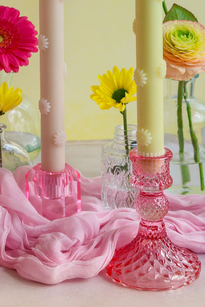 LED Pillar Kaars 3D Floral Sand RC - Set of 2