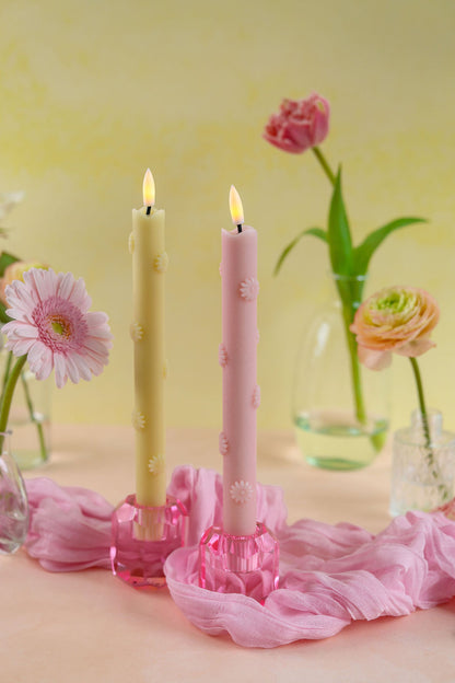 LED Pillar Kaars 3D Floral Sand RC - Set of 2