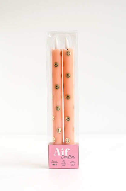 LED Pillar Happy Orange RC - Set of 2