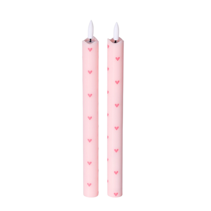LED Wax Heart Candles Pink RC - Set of 2